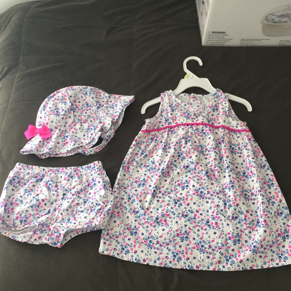 Baby girl dress+shorts+hat  3 peace set 18 month